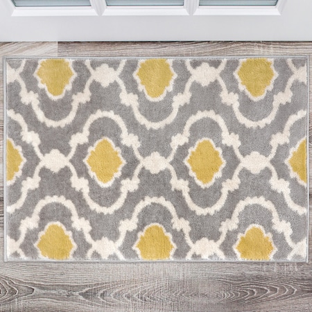 World Rug Gallery Moroccan Trellis Contemporary Gray/Yellow Area Rug 2' x 3' 310YELLOWGRAY2X3